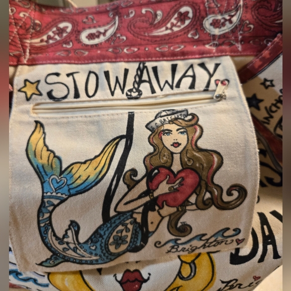 Brighton Nautical Graphic Tote - Red, Blue, Cream - Picture 2 of 5